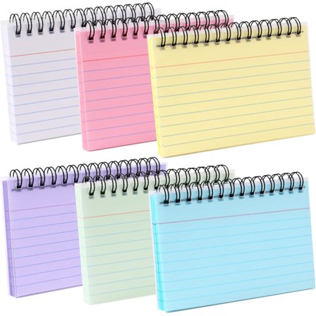 6 anteckningsblock, 50 ark liggande anteckningsblock, inlärningskort, lätta att bära, rivbara, för skola, kontor, anteckningar
