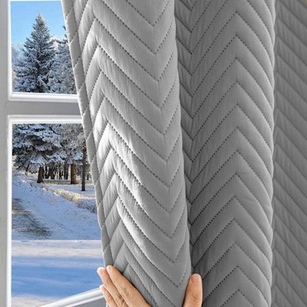 Qelus Gardiner Skærm 100% Termisk Isolation Støjreducerende Tunge Gardiner til Vinter Sommer Stue Soveværelse, 1PC, 140x245cm, Grå