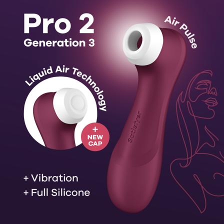 Satisfyer: PRO 2 GENERATION 3 WITH LIQUID AIR WITH BLUETOOTH APP - RED - Sexleker Vuxen: For par