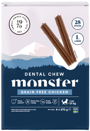 Monster Dog Dental Chew GF Chicken L 28 st 1080 g