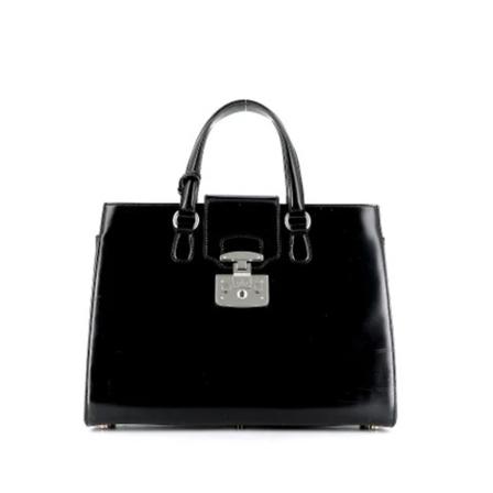 Gucci Vintage Black Leather Gucci Håndtaske Sort, Dame Vintage Tasker, Størrelse: ONE Size