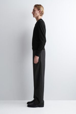 COS Men's Slim Merino Wool Henley Top in Black