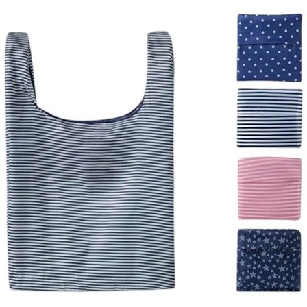 4-Dels Sammenleggbar Handlepose - Med Lommer - Gjenbrukbar (Størrelse: 10x10cm)