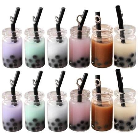 20 stk. 3D Pearl Milk Tea Kop Mælkete Hængende Baggrund Dekoration Øreringe Vedhæng Til Øresmykker Hjem Nøglering IC