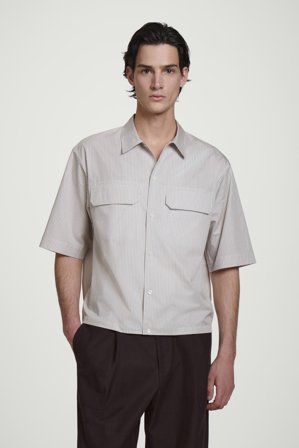 COS Men's Relaxed Flap-Pocket Utility Shirt in Pink