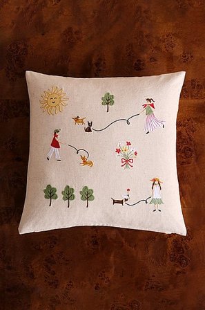 Jotex - Gestickter Kissenbezug 50x50 Cm Multi/beige - WALKIE - Kaufe Dekokissen und Kissenbezüge bei Jotex