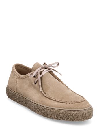 Biachad Loafer Suede Mokasiner Lave Sko Beige Bianco*Betinget Tilbud