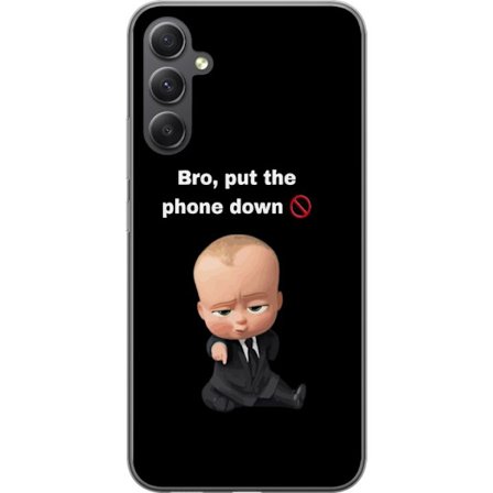 Yhteensopiva Puhelinkuori Samsung Galaxy A16 5G Boss Baby hauska kuvaus tekstillä veli laita puhelin alas koominen motiivi näytön ajasta ja arkisesta