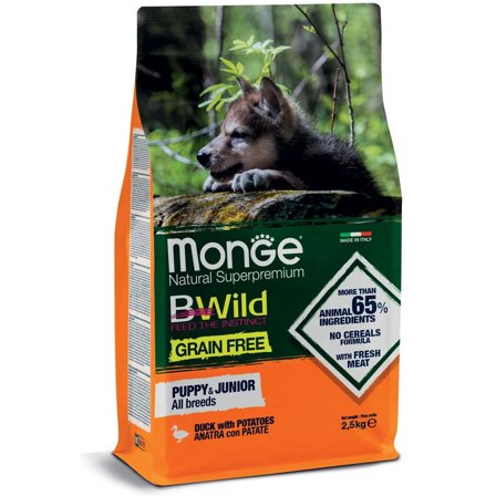 Monge B Wild Grain Free Anatra Con Patate Cibo Secco Per Cani