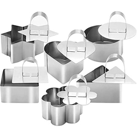 6 Små Kakeformer i Rustfritt Stål, Bakeformer, Former med Ulike Former for Matlaging og Baking - Sett—max