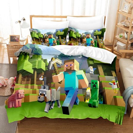Minecraft My World Tredelat Påslakanset Överkast Lakan Örngott Sängkläder