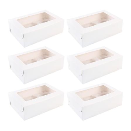 20 stk. 4-ruds Kraftpapir Madpakkebokse Transparente Bagebokse Æggekagebakker Muffinbokse Med White 16x9x7.5CM