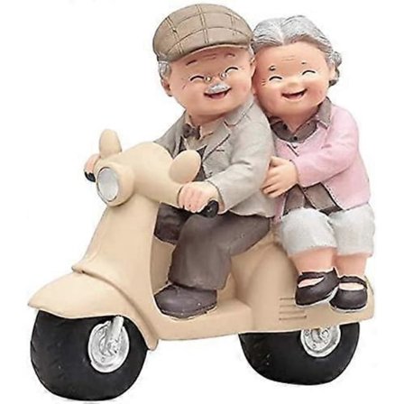 Kærlighed Bedsteforældre Forældre Jubilæum Bryllupsgave Resin Kærlige Ældre Par Figurer Havepynt Dekoration (Kører på Motorcykel)
