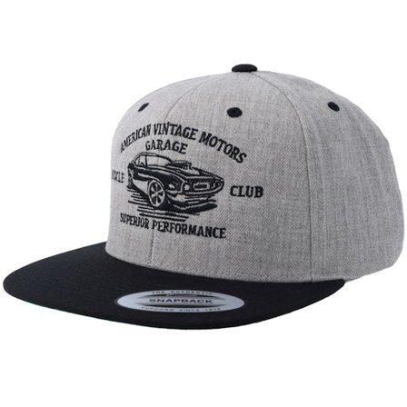 Gearshift - Grau Snapback Cap - American Vintage Muscle Car Club Heather Grey/Black Snapback @ Hatstore
