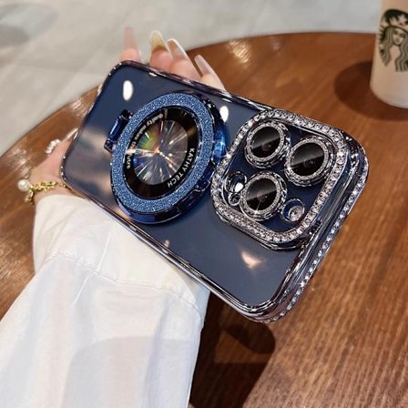 Mobilskal för iPhone, transparent skyddsskal med magnetiskt roterande fäste, lämpligt för iPhone 17, Air, Pro, Pro Max