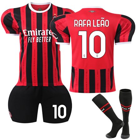 AC Milan Hjemmebarnefotballskjorte 2024-2025 trøye nr. 10 R. Leão