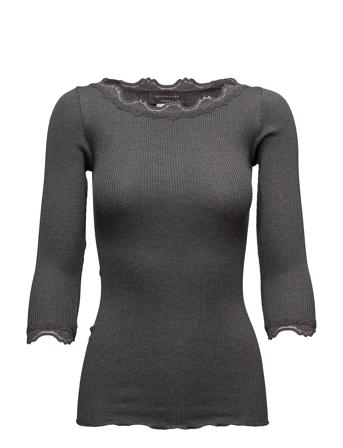 Silk T-Shirt Boat Neck Regular W/Vi Langærmet T-shirt Grå Rosemunde