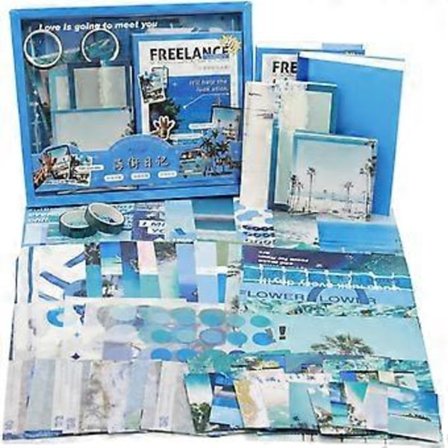 155 Delar Scrapbooking Tillbehör Kit, Estetiskt Bullet Journal Scrapbook Kit med A6 Rutnät Anteckningsbok, Scrapbooking Stickers - DIY Gåva för 