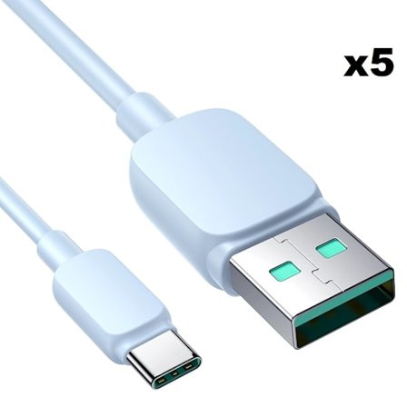 Joyroom USB Till USB C Kabel 1.2m - Ljusblå (5-pack)