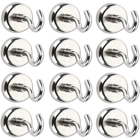 Magnetiska krokar, kraftfull neodymmagnet attraktionskraft på 5,5 kg, för köksredskap, 16 mm, 12-pack