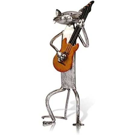 En spillende gitar katt metallskulptur jernstatue håndverk ha