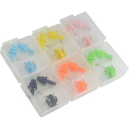 6 Sett Silikon Neseplugger Svømming Neseklyper Ørepropper Øre- og Nesebeskytter Egnet for Barn og Voksne