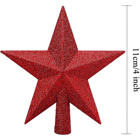 Pieni Glitter Joulukuusen latvatähti - Särkymätön tähti (Punainen, 11cm)