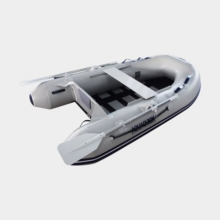 Bote insuflável / bote insuflável Aquaquick 250, fundo de ripas, cinzento + remos + bomba + kit de reparação