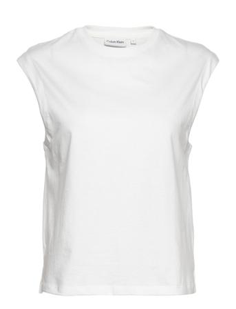 Smooth Cotton Relaxed Tee Top Ærmeløs Top Hvid Calvin Klein