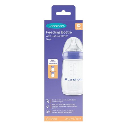 Lansinoh Sutteflaske NaturalWave 240 ml, Børn & Forældre, Sutteflasker & Tilbehør, Sutteflasker
