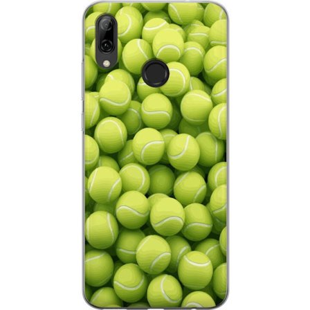 Yhteensopiva Puhelinkuori Huawei Huawei P smart 2019 Vihreiden tennispallojen kuvio korkealla tarkkuudella, urheilullinen motiivi toistettavalla tekst