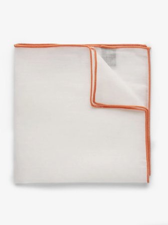 John Henric Men's Pochette de costume Orange & Blanche en Lin Size Onesize