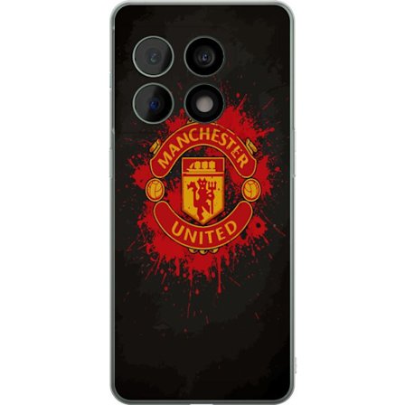 Kompatibelt Mobildeksel til OnePlus OnePlus 10 Pro Manchester United logo i rød og gul farge med røff sportslig bakgrunn