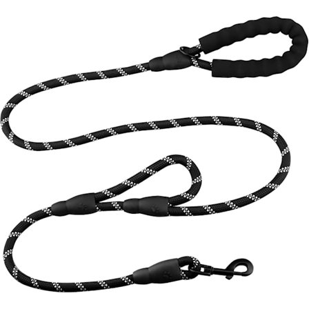 Koiran talutushihna, 180 cm kestävä koiran talutushihna kaksoiskahvalla ja heijastavilla langoilla pienille, keskikokoisille ja suurille koirille 