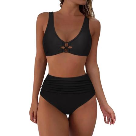 Push Up Bikini Dam Baddräkt 2023 Nya Badkläder Sommar Beachwear Solida Baddräkter Kvinna Bikini Set med hög midja B5099BK M