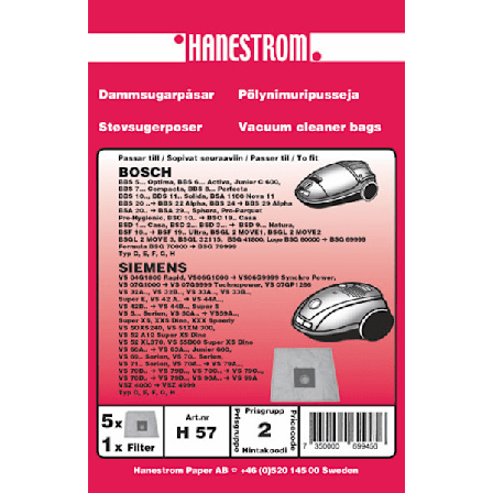 Dammsugarpåsar BOSCH BBS6,7,8 SIEM VS32,42