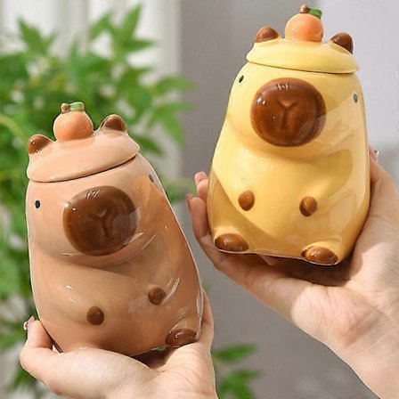 3D Capybara Krus Keramisk Kaffekrus Tegneserie Capybara Par Kop Med Håndtag Og Låg Sjov Tekop Piger Gave Fest Foto Rekvisit