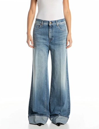 Replay Nalaja Trousers Wide Leg - Blue - 30 x 30