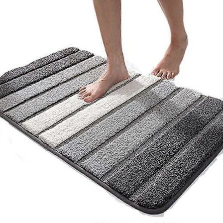 Absorberande halkfri badrumsmatta i mikrofiber med ränder, beige