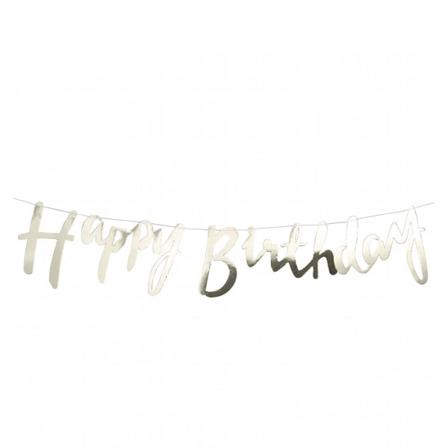 Silver Happy Birthday Girlang 1,8m Kursiv Stil