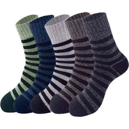 Tykk uldsokker til mænd 5 par fugttransporterende bløde varme støvlesokker strikkede hyggelige arbejdsstrømper bløde sokker til koldt vejr
