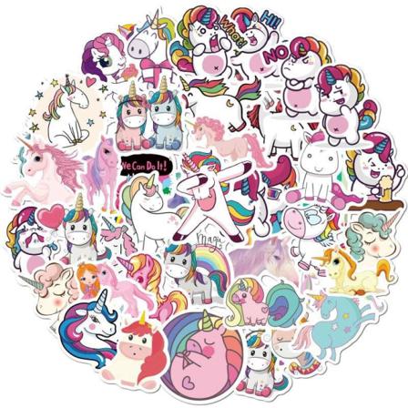 50st Stickers Klistermärken - Djur Motiv - Cartoon - Unicorn Multifärg