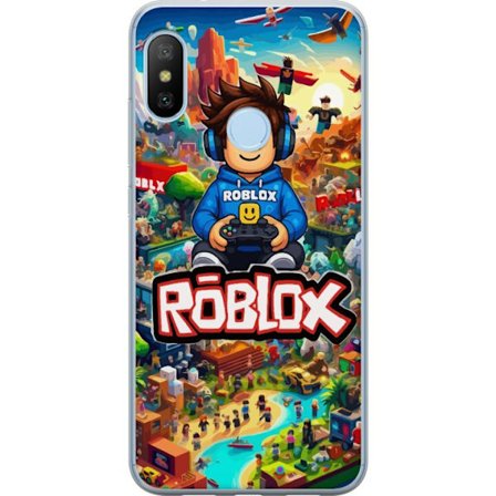 Kompatibelt Mobildeksel til Xiaomi Mi A2 Lite Roblox-verden med spillkarakterer og fargerike eventyr fylt med action og flygende kjøretøy