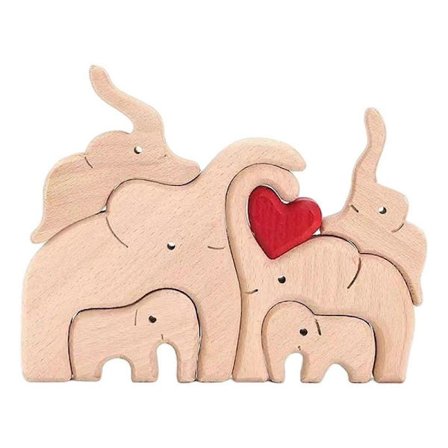 Træ Elefant Puslespil Figur Ornament Perfekt Dekorativ Navn Dyrefigurer og Pædagogisk Legetøj