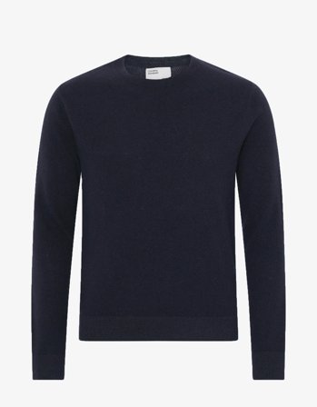 Light Merino Wool Crew - Navy Blue - L