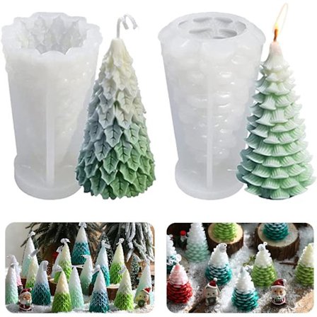 2 stk. juletræslysform Juletræ silikoneform til lysfremstilling, håndværk,