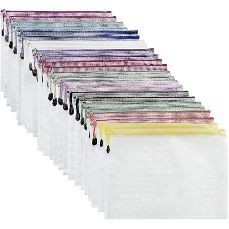 Plastlommebøker - 24 stk plastmapper Dokumentlommebøker A5 Ziplock-poser Plastlommer