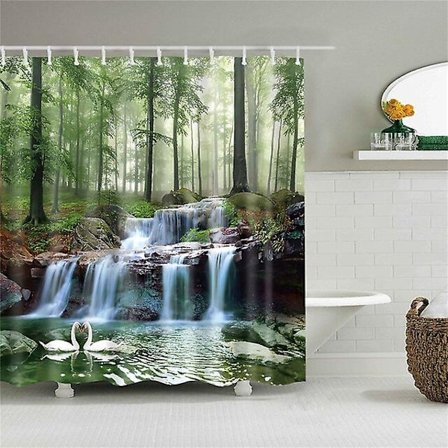 Gammalt Byggnadslandskap Tryckt Duschdraperi Badrum 3D Mörkläggning Stor Duschdraperi 180x200cm För Badrum