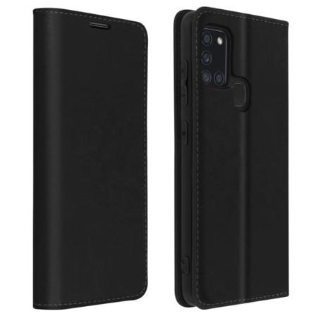 Samsung Galaxy A21s Foliofodral Korthållare i äkta läder Videostöd - Svart Svart