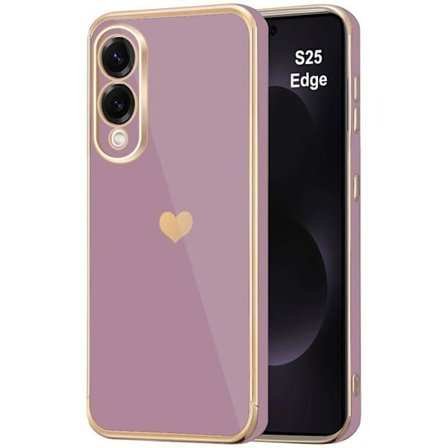 Coque til Samsung Galaxy S25 Edge - BOOLING - Hjerte Mønster Stødabsorberende Blød Ultra Slim - Lilla